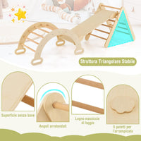 4 in 1 Set da Arrampicata per Bambini, Giocattoli da Arrampicata a Triangolo con Triangolo Arco e Salita, Ideale per Bambini 1 Anni + (Naturale)