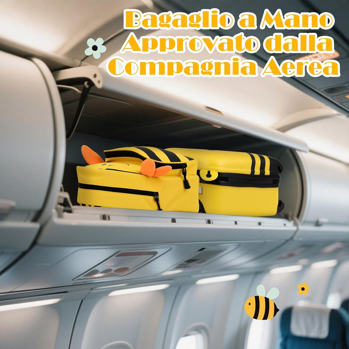 Set di Valigia per Bambini, 16" Valigia+ 12" Zaino, 2 Pezzi, con Ruote Girevoli a 360° e Maniglia Retrattile, Ideale per Viaggiare in Modo Comodo e Divertente (Modello 24)