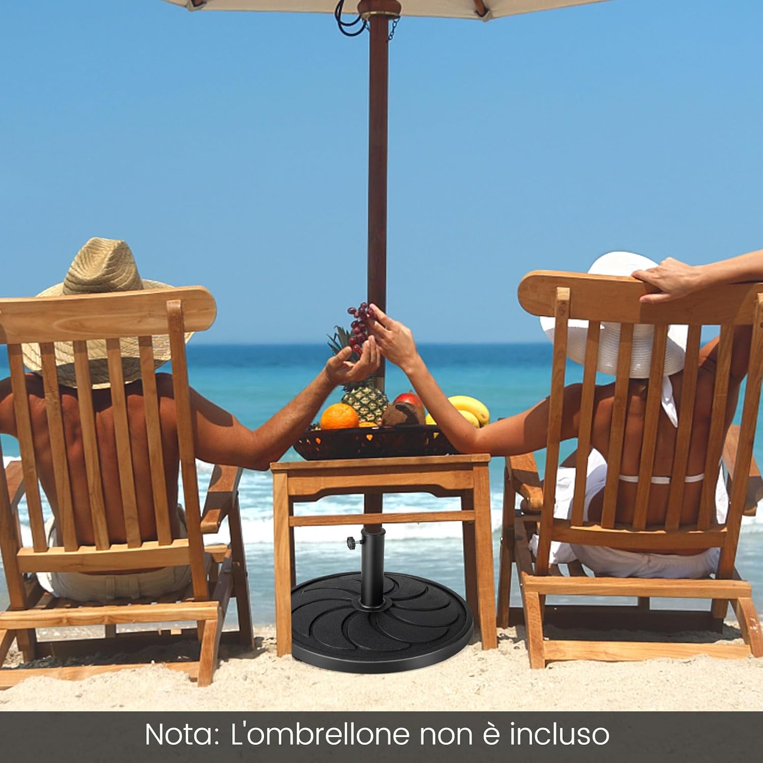 Base Ombrellone da Esterno 18 kg, Supporto Rotondo per Ombrellone 54 CM con Diametro Palo 38/48 MM, Base per Ombrellone Robusta da Giardino Terrazzo Esterno