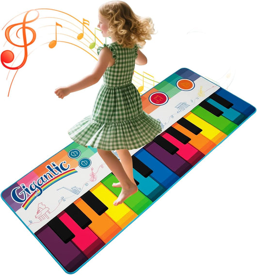 Tappeto da Ballo Piano per Bambini, Tappeto Musicale con 8 Suoni di Strumenti, Tastiera Pianoforte Colorata e Musica, Registrazione e Riproduzione, Giocattolo Educativo per Bambini 3+ Anni