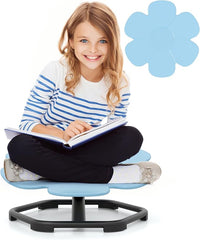 Sedia Girevole a 360° per Bambini, Sedia Sensoriale con Base in Metallo Antiscivolo per Allenare la Coordinazione Fisica e l'Equilibrio, Giocattolo per Cameretta (Blu,Fiore)