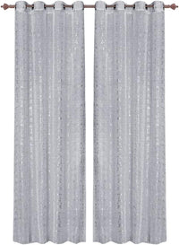 Tende Porta Finestra Occhielli Coppia Moderna 140x280 Cm Semitrasparente Interno Grigio