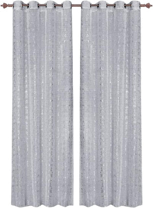Tende Porta Finestra Occhielli Coppia Moderna 140x280 Cm Semitrasparente Interno Grigio