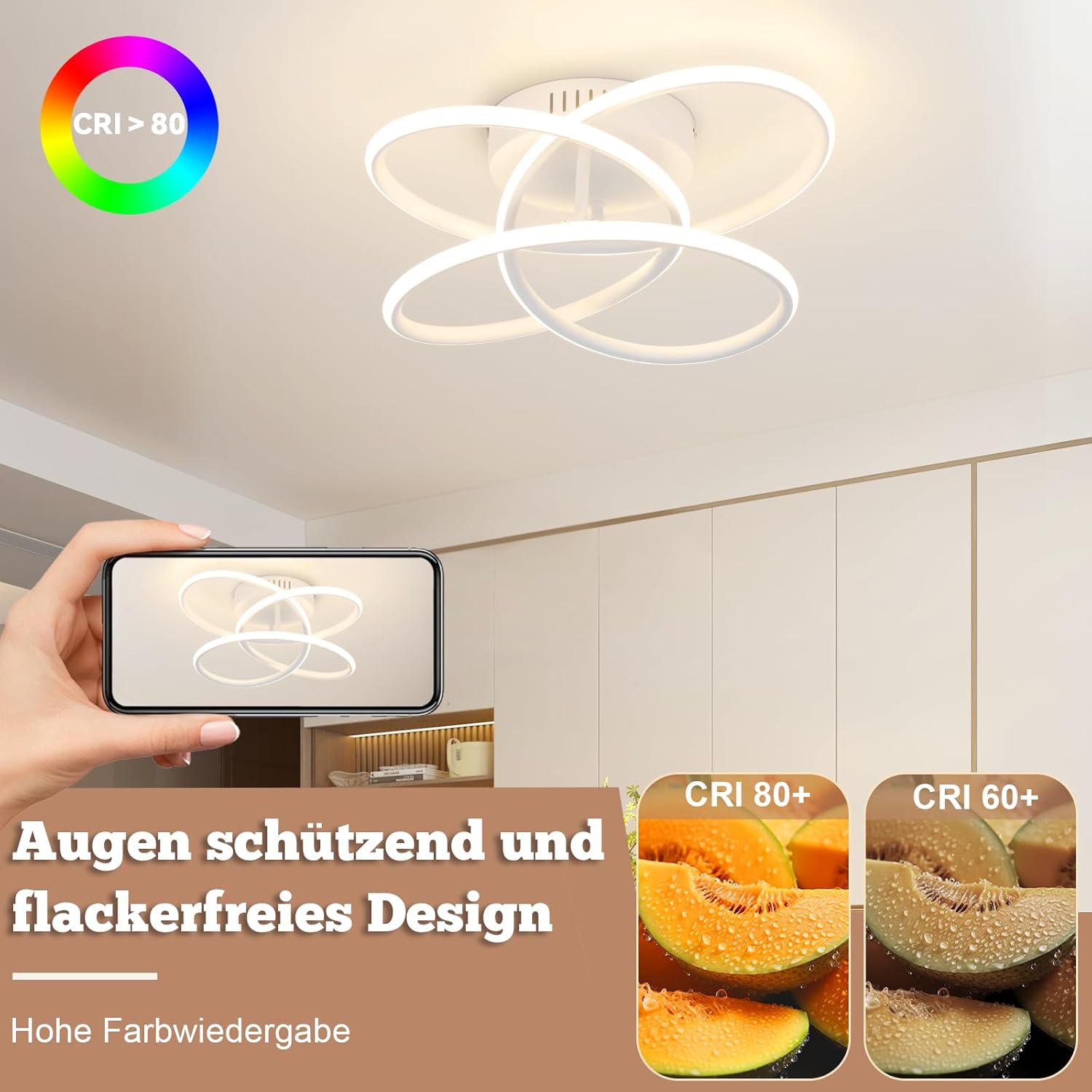 ZMH Lampada da soffitto plafoniera LED metallo 36 cm forma farfalla dimmerabile per soggiorno