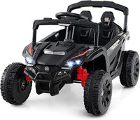 12V Macchina Elettrcia per Bambini, UTV Auto Elettrica con Telecomando, 3 Velocità, Luci LED, Musica, Clacson e Sospensioni a Molla, 3-5 km/h, Ideale per Bambini 3 Anni+ (Nero)