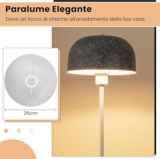 Lampada da Terra da Soggiorno, Lampada a Stelo con Paralume e Interruttore a Pedale, Lampada Moderna con Base Pesante per Camera da Letto, Ufficio e Studio