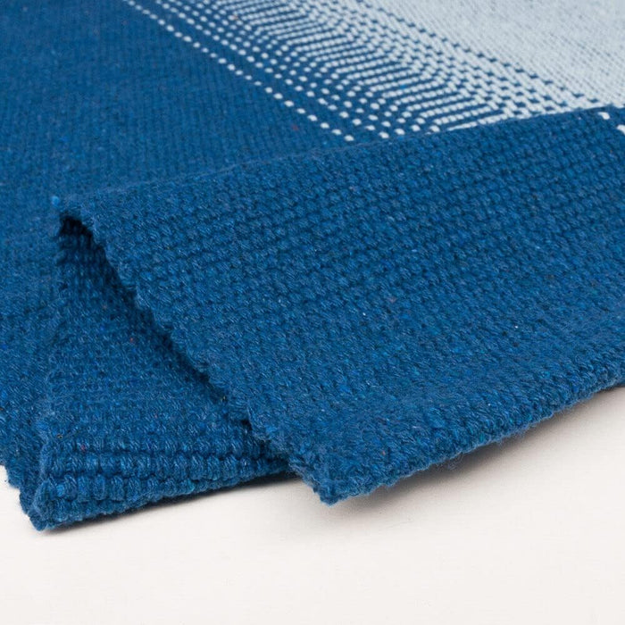 Tappeto Cucina Bagno Puro Cotone Assorbente Tessuto Intrecciato a Mano Blu 55x140 cm