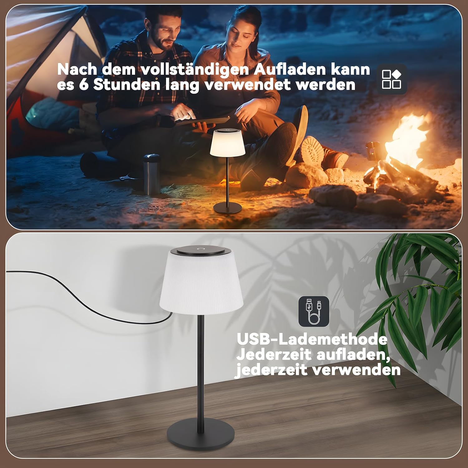 ZMH Lampada da tavolo LED moderna touch dimmerabile 3600mAh batteria per soggiorno