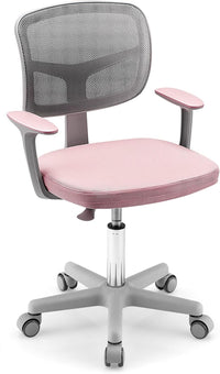 Sedia per Scrivania per Bambini, Sedia per Computer per Bambini con Altezza Regolabile, Ruote con Freni, Sedile Girevole a Rete, Sedia Ergonomica per Bambini 3-10 Anni (Rosa)
