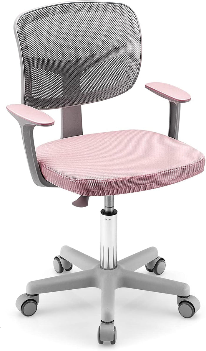 Sedia per Scrivania per Bambini, Sedia per Computer per Bambini con Altezza Regolabile, Ruote con Freni, Sedile Girevole a Rete, Sedia Ergonomica per Bambini 3-10 Anni (Rosa)