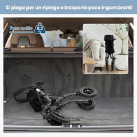 Deambulatore con Seduta 2 in 1, Rollator Pieghevole per Anziani con 4 Ruote, Maniglie Regolabili in Altezza 81-94cm, Portaombrelloni e Borsa Portaoggetti, Carico Massimo 160 kg (Nero)