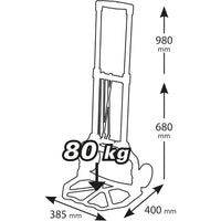 CARRELLO PORTAPACCHI SACCHI PALA PIEGHEVOLE PORTATA MAX 80Kg ALLUMINIO RIBIMEX