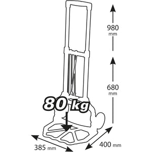 CARRELLO PORTAPACCHI SACCHI PALA PIEGHEVOLE PORTATA MAX 80Kg ALLUMINIO RIBIMEX