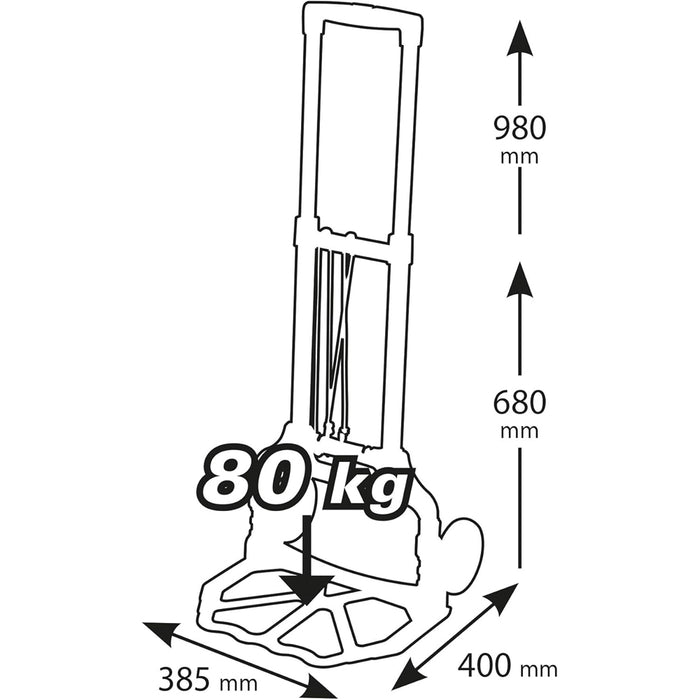 CARRELLO PORTAPACCHI SACCHI PALA PIEGHEVOLE PORTATA MAX 80Kg ALLUMINIO RIBIMEX