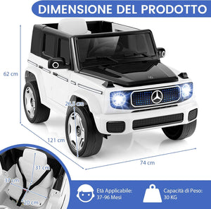 Benz Auto Cavalcabile per Bambini, Veicolo Elettrico 4WD con Telecomando Luci Musica e Clacson, Sospensione a Molla, 3-5 KM/H, per 37-96 Mesi (Bianco)