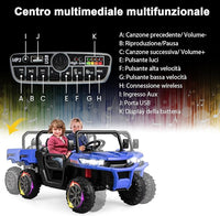 12V Auto Elettrico per Bambini, Trattore Elettrico con Scatola di Scarico, Macchina Elettrica con Pala Telecomando e Musica, Regalo per Bambini 3-8 Anni, 3-8 km/h (Blu)