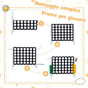 Forza 4 Gigante, Forza Quattro per Bambini con Canestro, Palla, 5 Anelli e 42 Piedine, Giochi Educativi da Esterno ed Interno per Vacanze e Feste, Ideale per Bambini +3 Anni