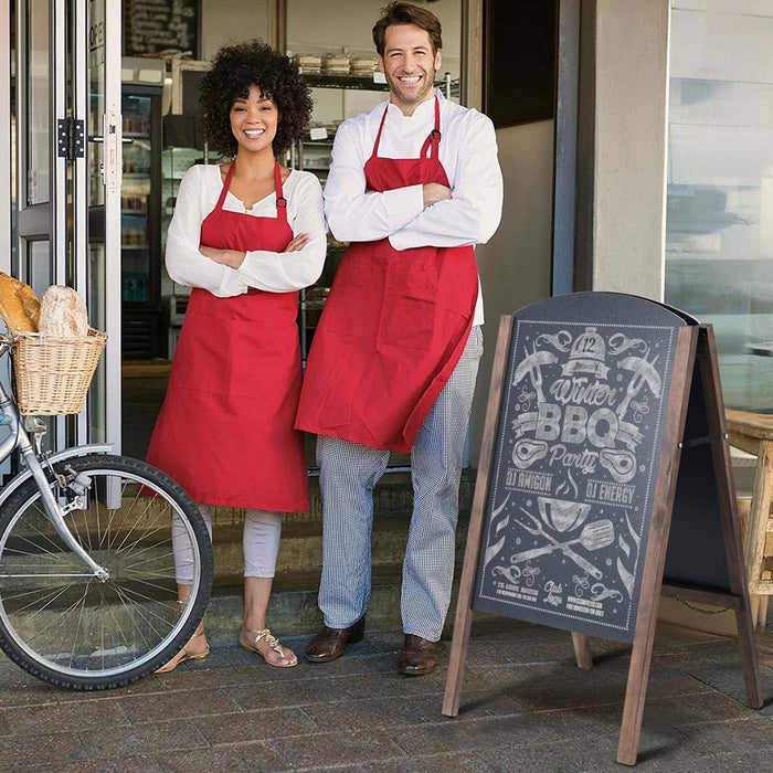 Lavagna Cavalletto Lavagna da Esterno per Ristorante Lavagna Nera da Pavimento con 2 Facce in Legno Pieghevole per Messaggi Pubblicitari del Negozio (Medello 1)
