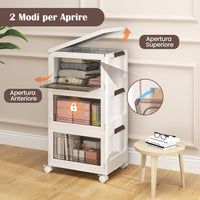 Set da 3 Contenitori Impilabili, Scatole Pieghevoli da 75/105 L con Ruote Bloccabili Porta e Coperchio, Organizzatori per Armadio, Multiuso per Casa Dormitorio (41 x 31,5 x 72,5 cm)