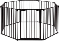 Cancelleto di Sicurezza, Barriera Protettiva per Camino Bambini Animali Domestici Scale, Pieghevole, Inclussa Una Porta e 8 Elementi Laterali, in Ferro, 500x 74,5cm (Nero)