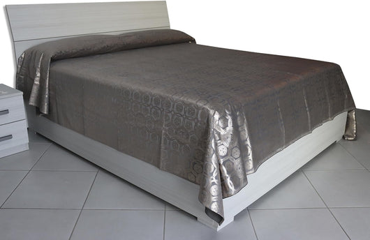 Copriletto Matrimoniale Autunno Inverno in Morbido Velluto Digitale, Misure Generose 250x280cm, Manifattura Italiana (Foil Grey)