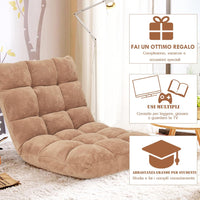 Sedia da Pavimento, Sedia Imbottita Regolabile in 14 Posizioni, Poltrona Salotto per Relax, Yoga, Lettura (Beige)