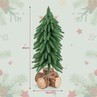 Albero di Natale da Tavolo da 40 cm, Mini Albero di Natale Artificiale con 200 Punte e Base in Legno Massello, Mini Albero di Natale da Tavolo per Casa, Ufficio e Negozio