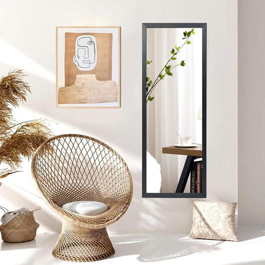 Specchio sulla Porta o sul Muro, Specchio a Figura Intera, Specchio Montato al Muro per Camera da Letto Salone Spogliatoio,120 x 37 cm (Nero)