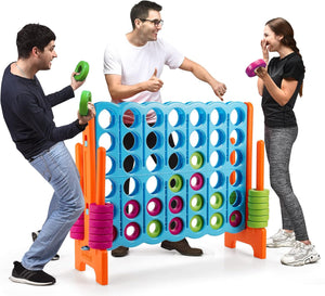 Forza 4 Gigante Mega 4 in Linea Quattro Insieme, Gioco da Tavolo Gioco di Fila per Bambini, 120 x 42 x 104 cm (Azzurro+Arancione)
