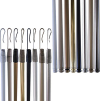 Frustino Frusta Asta - Tiratenda per Tende da Interno in Ferro, Diametro 11mm, Lunghezza 125cm - Colore: Oro Lucido