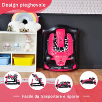 Girello per Bambini 4 in 1, Girello Pieghevole con Altezza e Velocità Regolabili, Carillon con Luci, Volante, Primi Passi per Bambini 6-18 Mesi, Portata 15 kg (Profondo Rosso)
