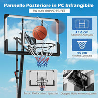 Canestro da Basket Regolabile 150-365 cm in Altezza per Bambini ed Adulti, Canestro con Piantana con Ruote, Canestro con Asta e Base Riempibile per Interno ed Esterno