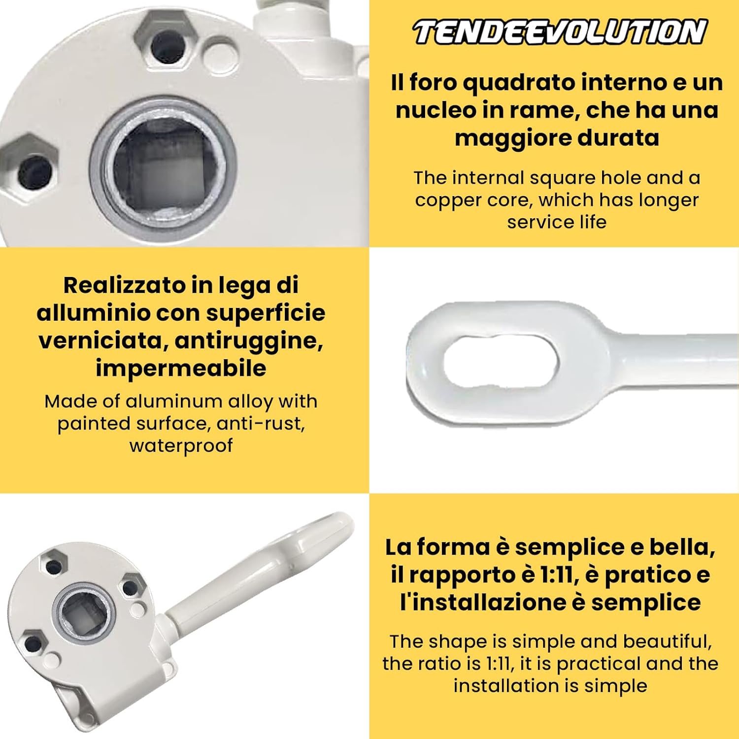 Coppia Supporti Tenda da Sole a Caduta | Avorio | Inclusi Arganello & Perno Estraibile