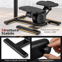 Stepper Fitness con Manubrio Regolabile in Altezza, Display LCD, Pedali Antiscivolo e Resistenza Idraulica, Stepper in Metallo, ABS, PP e EVA per Casa, Ufficio e Palestra
