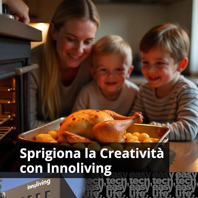 Innoliving Forno Elettrico 15 Litri INN-797, Potenza 1200W, Timer 60 Minuti, Temperatura Regolabile fino a 230°C, Cottura Ventilata, Compatto e Versatile, Perfetto per Casa e Ufficio