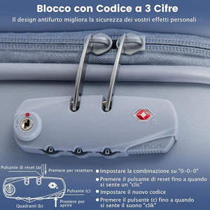 Valigia da Viaggio con Ruote Girevoli, Valigia Trolley con Manico Regolabile in Altezza, Guscio Rigido in PC, 38 x 22 x 57 cm (Blu)