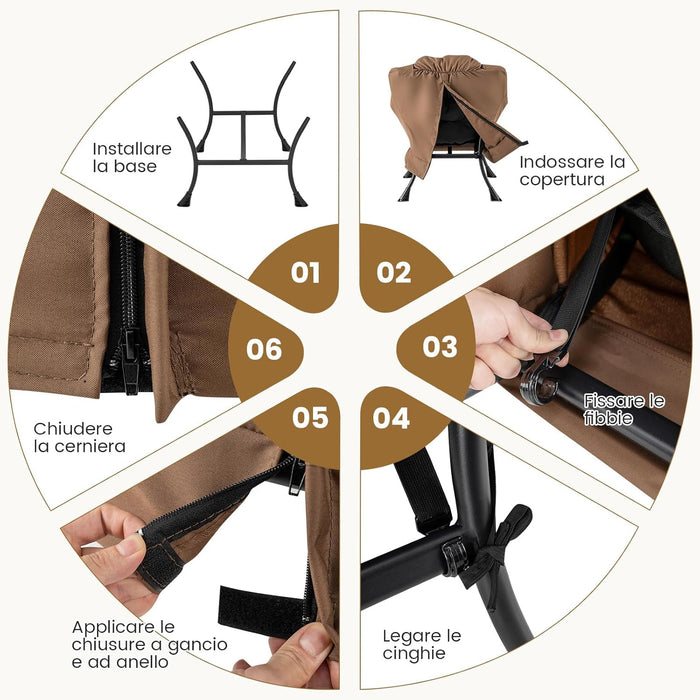 Poltrona Relax, Poltrona da Lettura con Cuscino, Elegante con Schienale e Seduta Imbottiti, Braccioli e Tasca di Stoccaggio, Portata 150 kg (Con Pouf, Marrone)