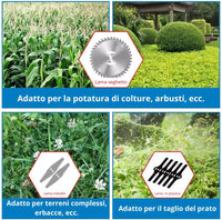 Decespugliatore a Batteria, Tagliabordi Elettrico 24 V con 2 Batterie e Lame Metalliche