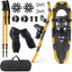Set 4 in 1 Ciaspole da Neve 53/63/78 cm per Uomini, Donne e Ragazzi con Sistema di Fissaggio, Telaio in Alluminio, Bastoncini da Trekking, Ghette Gambe Impermeabile e Borsa