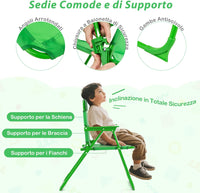 Set Tavolo da Giardino Bambini con 2 Sedie Pieghevoli, Tavolino da Esterno con Ombrellone in Poliestere Regolabile in Altezza, Set Mobili da Giardino per Bambini 3-6 Anni (Rana, Verde)