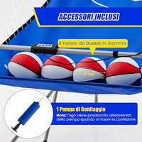 Macchina da Pallacanestro Elettronica Pieghevole, Gioco Arcade da Basket a Doppio Tiro per Casa con 8 Modalità di Gioco, Suono Arcade, Punteggio Elettronico, 4 Palloni e Pompa (Blu)