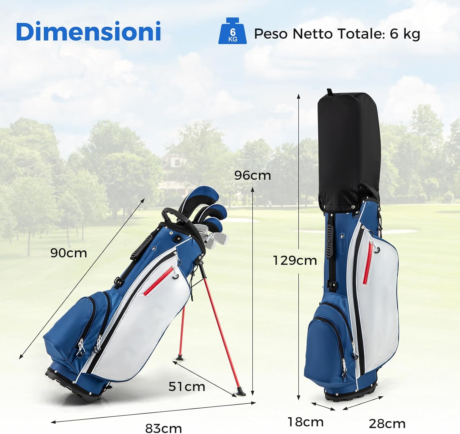 Set da Golf Completo con 9 Mazze e Sacca da Golf, Driver 460cc, da Uomo, Blu