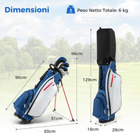 Set da Golf Completo con 9 Mazze e Sacca da Golf, Driver 460cc, da Uomo, Blu