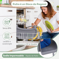 4 in 1 Seggiolone per Bambini, Seggiolone Papa con Vassoio Regolabile, Sedia da Terra per Bambini con Poggiapiedi, pert Bambini 6-36 Mesi (Grigio)