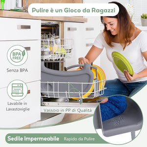 4 in 1 Seggiolone per Bambini, Seggiolone Papa con Vassoio Regolabile, Sedia da Terra per Bambini con Poggiapiedi, pert Bambini 6-36 Mesi (Grigio)