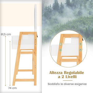 Set di Tavolo da Toeletta, Tavolo da Trucco con Sgabello e Specchio Regolabile in Altezza, 3 Cassetti, Bianco Moderno Minimalista