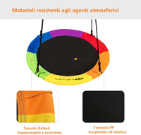 Altalena da Giardino a Nido, Altalena da Giardino per Bambini, con Telaio in Metallo, Regolabile in Altezza: 100-160 cm, Carico Fino a 150 kg (Colorato)