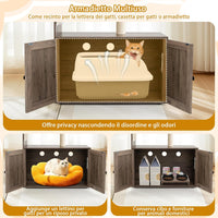 Lettiera Chiusa per Gatti 87,5 cm, Torre per Gatti in Legno con Pali per Graffiiare in Sisal, Cuscino, Palla Pendente e Piattaforma Superiore, Albero per Animali Domestici