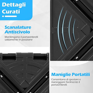 Base per Ombrello, Base Pesante Riempibile 45 L/60 kg con Acqua o Sabbia, Supporto per Ombrello da Patio Portatile 38/48 mm, per Giardino Piscina