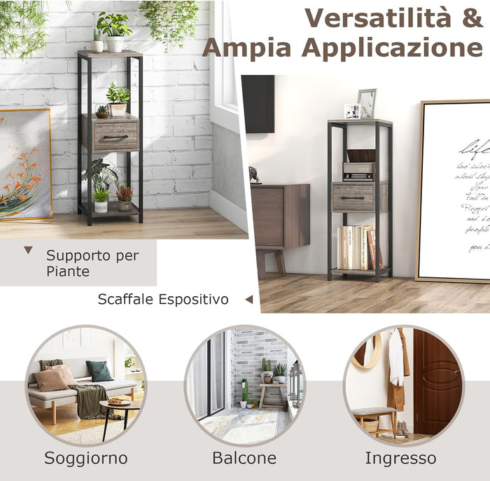 Scaffale per Piante in Metallo, Scaffale Portafiori con Scomparsa e Dispositivi Antiribaltamento, Scaffale Portavasi a Forma Quadrata per Salotto, Camera da Letto e Studio